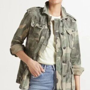 NWT Free People Green Camo Army Fatigue Surplus Jacket M